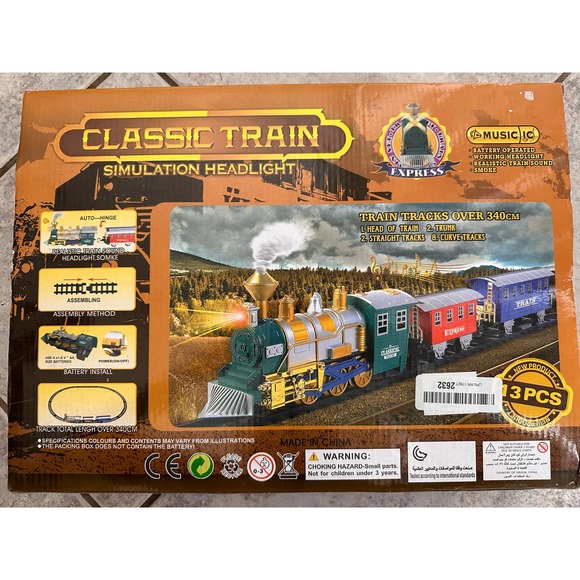 Classic Train Set with Sounds, 3 Cars & tracks - Picture 2 of 9